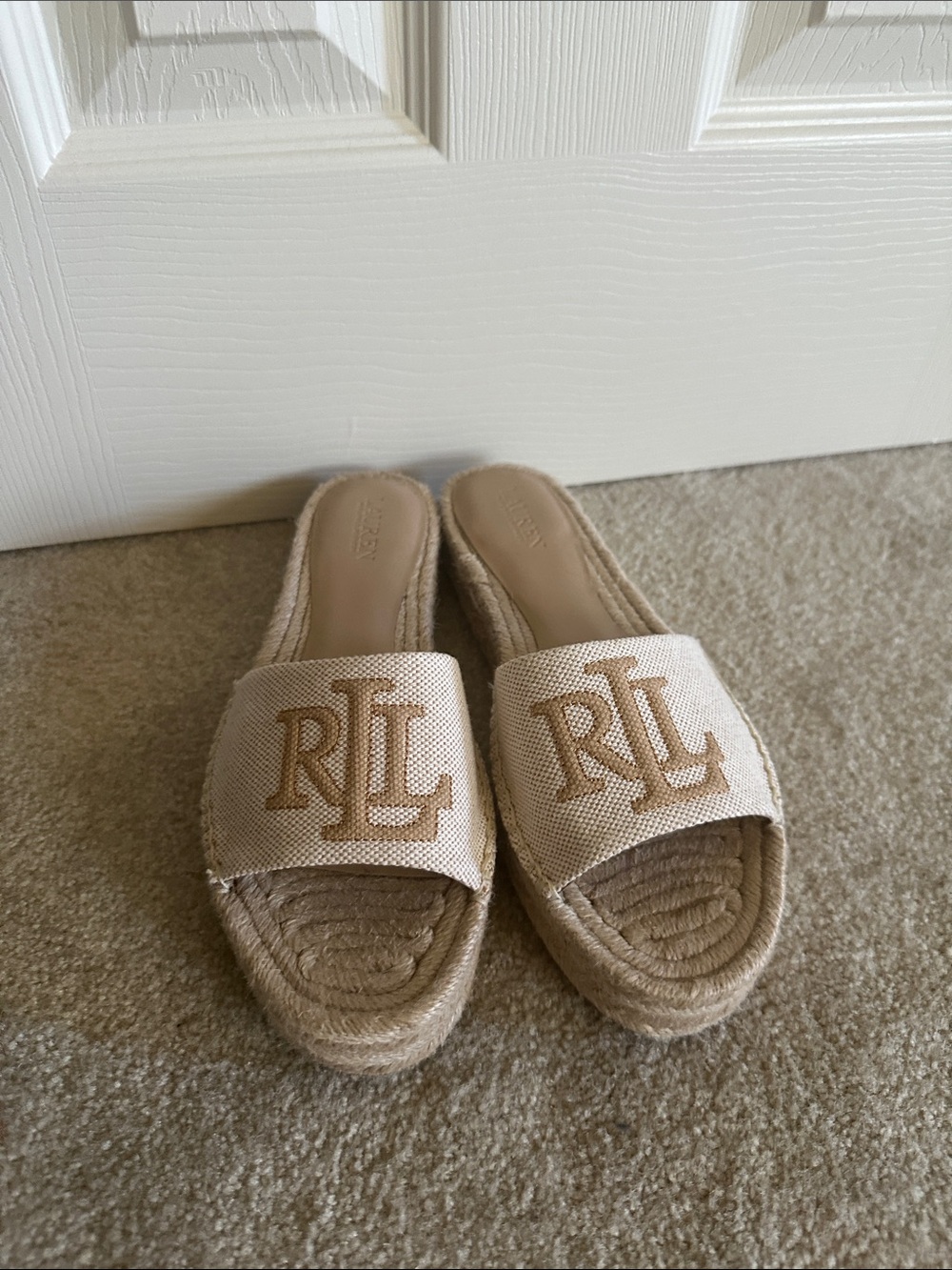 Lauren Ralph Lauren Polly logo canvas espadrille sandals (NWOT)